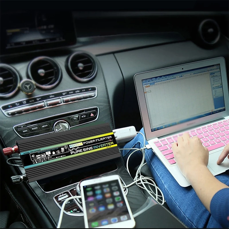 Outdoor Power Inverter - 4000W Pure Sine Wave Car Inverter