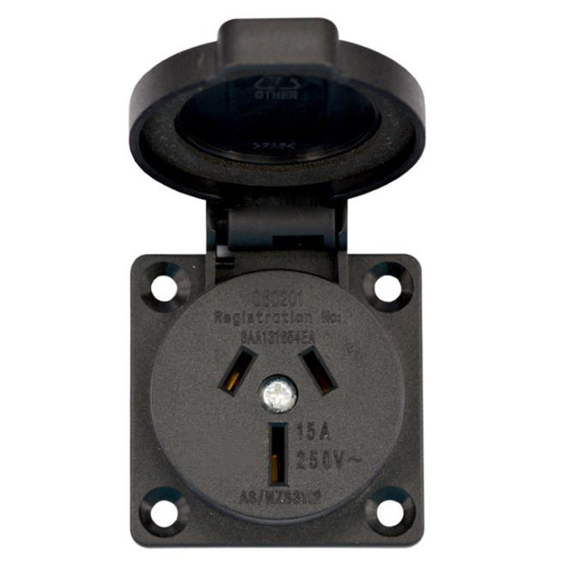 Outdoor Power Receptacle - 2PCS Black 10A 15A Australia Outdoor