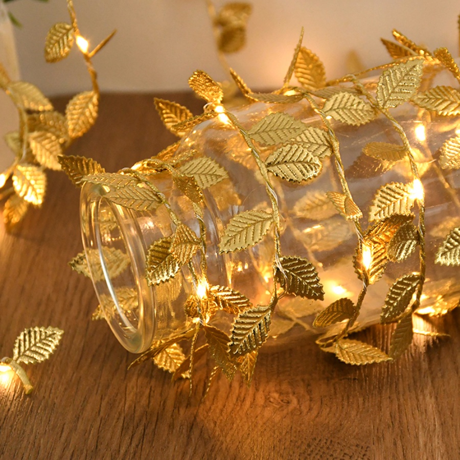Outdoor Power Wire - Golden Leaf Rattan Copper Wire String