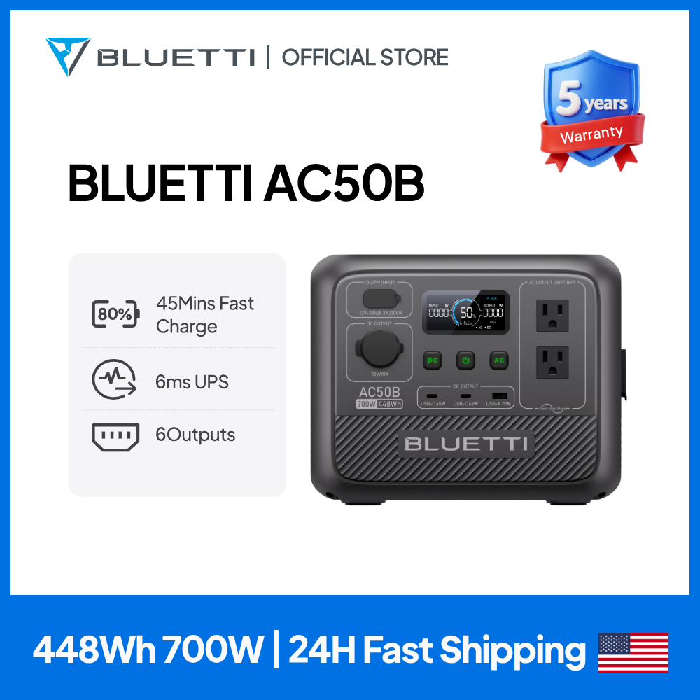 Outdoor Power Inverter - BLUETTI AC50B Portable Power Station 700W