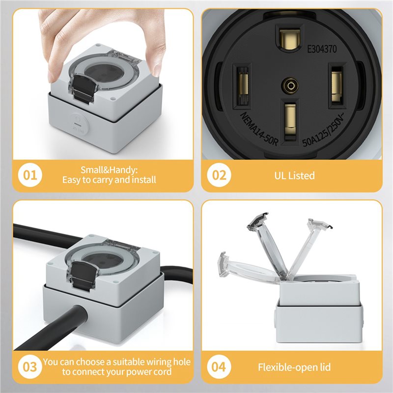 ABZL 6X 50Amp Power Outlet Box - Outdoor Power Receptacle recension och pris