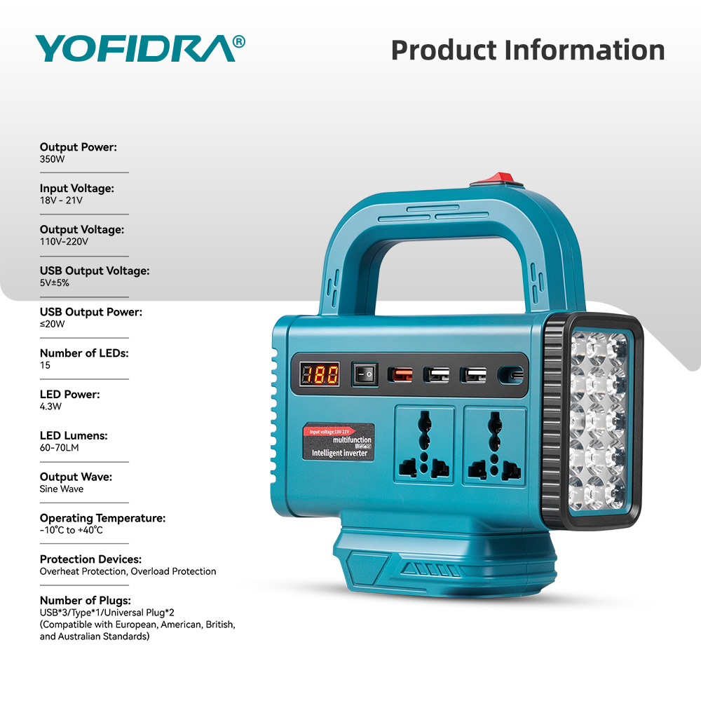 YOFIDRA 220V Portable Power In - Outdoor Power Inverter recension och pris