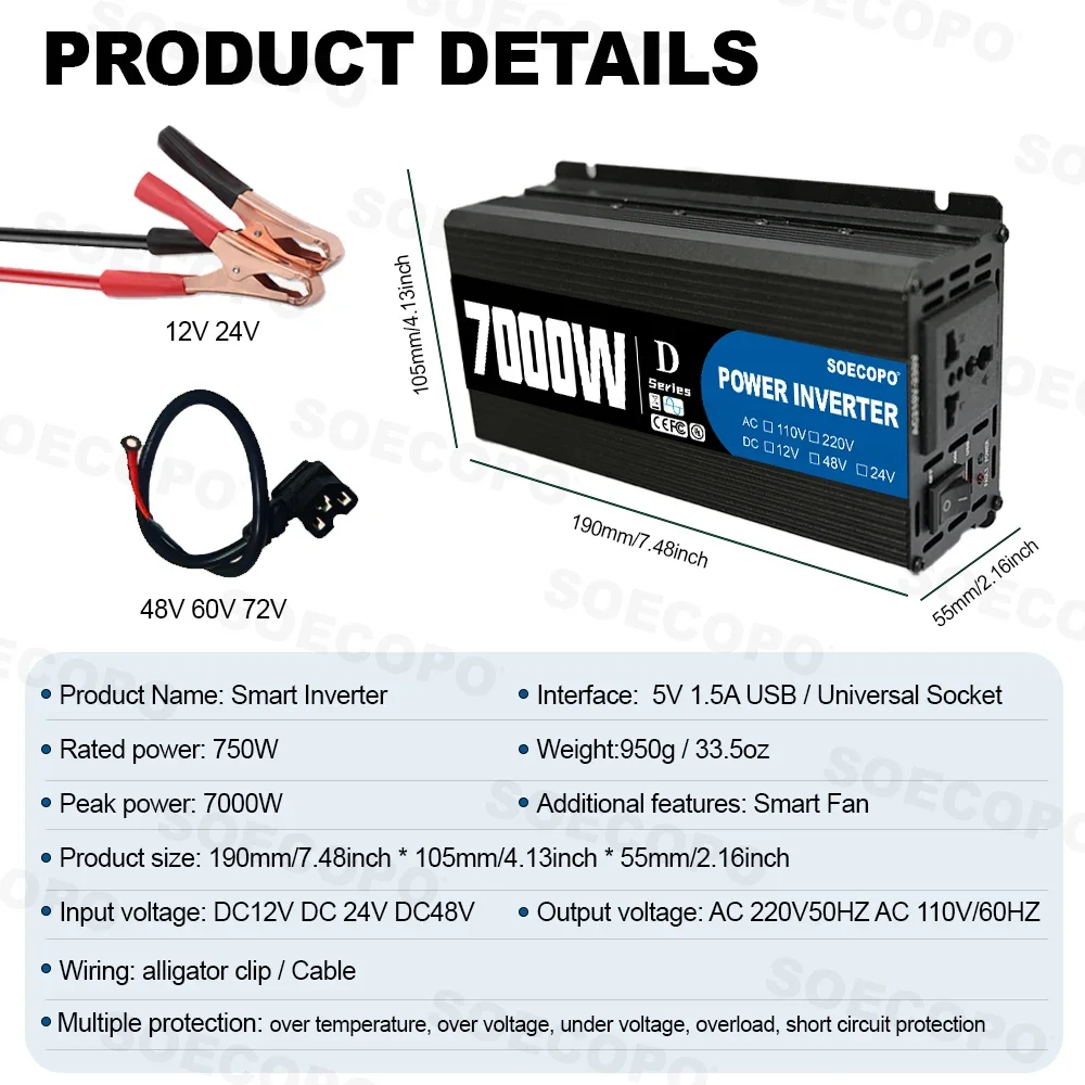 SOECOPO 7000W Power Inverter,  - Outdoor Power Inverter recension och pris
