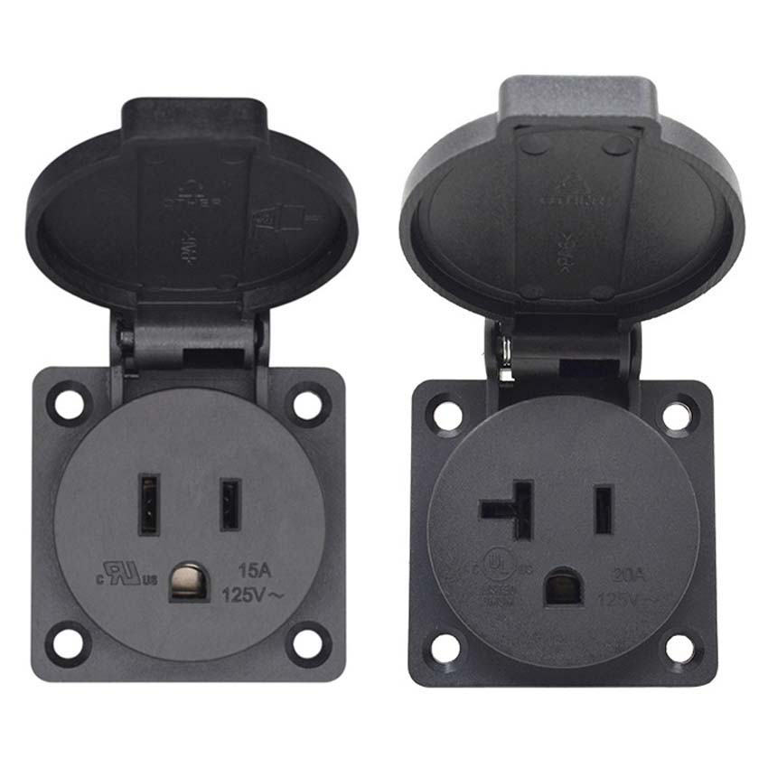 Black 125V 15A 20A IP44 CE Ame - Outdoor Power Receptacle recension och pris